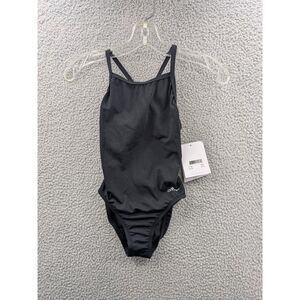 NWT Dolfin Women's size 26 Reliance Solid Black V-Back One Piece Style 111VB-790